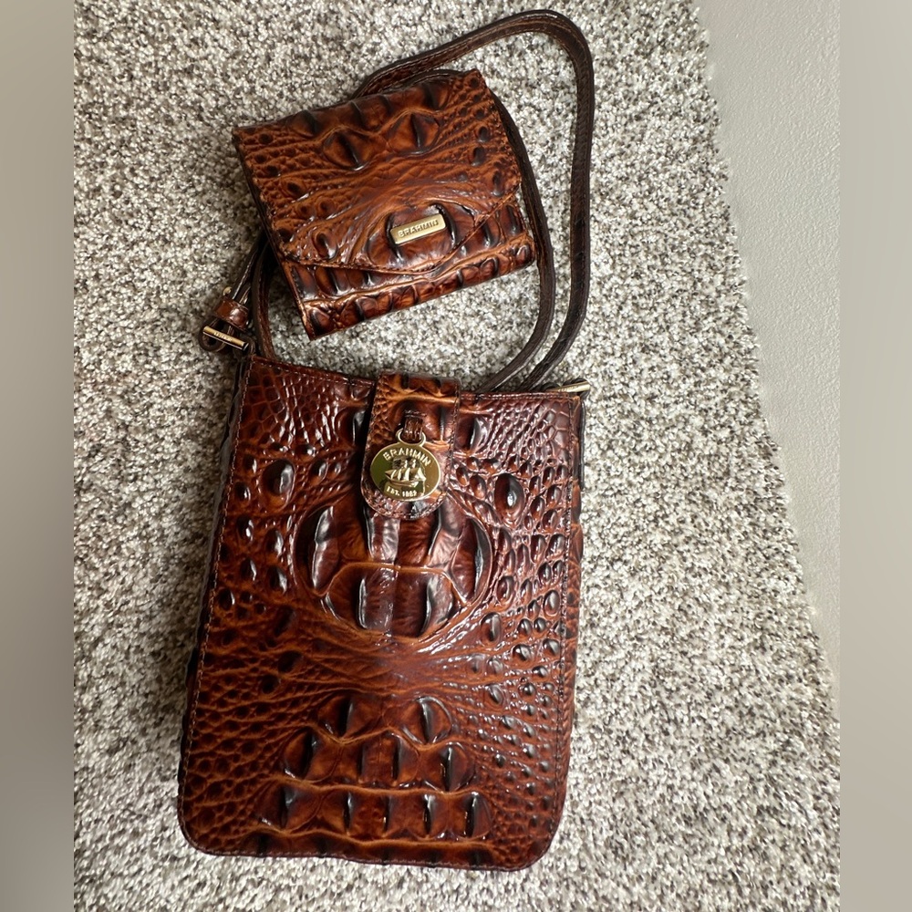 Brahmin Croc Embossed Crossbody Bag and Wallet